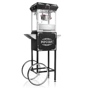 640 W 6 oz. Black Vintage Style Popcorn Machine with Cart