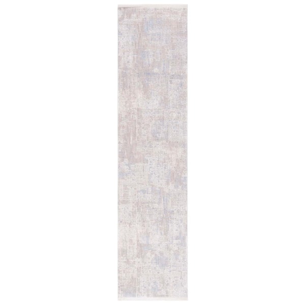 SAFAVIEH Marmara Gray/Beige/Blue 2 ft. x 8 ft. Solid Distressed Runner Rug