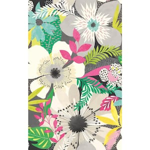 Grey Janis Charcoal Floral Riot Wallpaper