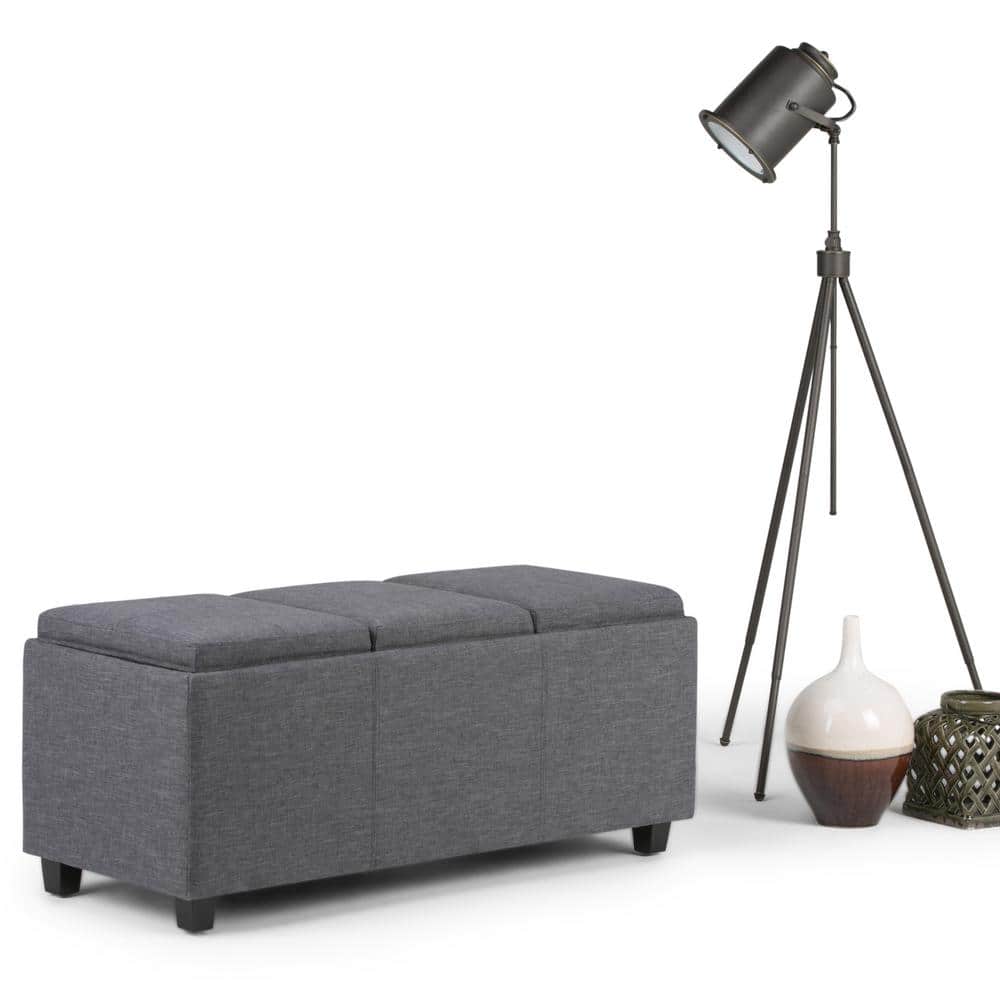Avalon Slate Grey Extra Large Ottoman with Storage and Serving Trays