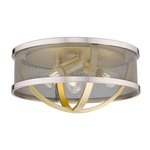 Colson 15 in. 3-Light Olympic Gold Flush Mount