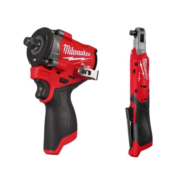 M12 FUEL 12V Lithium-Ion Brushless Cordless Stubby 1/2 in. Impact Wrench & M12 12V Lithium-Ion 3/8 in. Cordless Ratchet