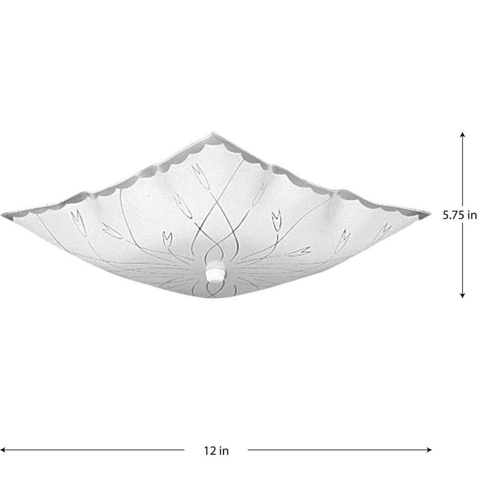 White Square Glass 12" Ceiling Light Fixture