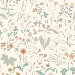 White Letitia Summer Meadows Wallpaper Sample