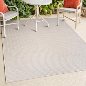 Odense High-Low Minimalist Angle Geometric Ivory/Cream 4 ft. x 6 ft. Indoor/Outdoor Area Rug