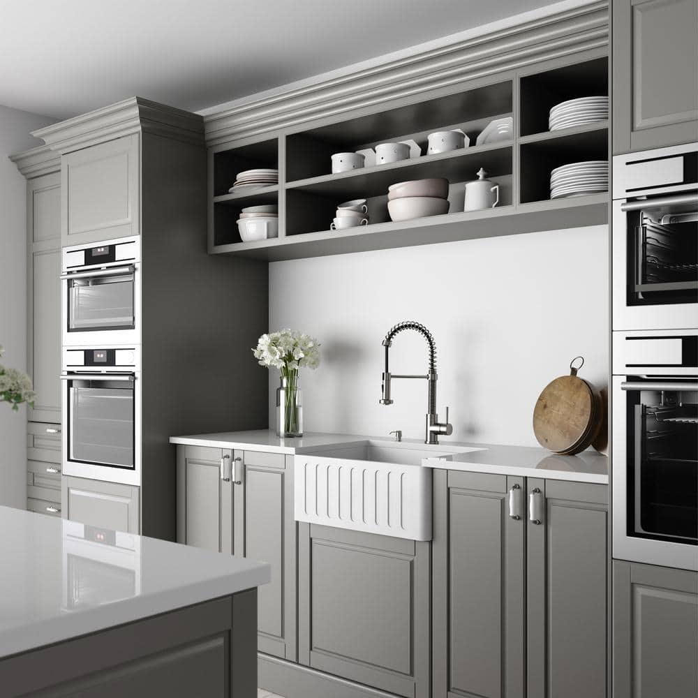 Matte White Stone 24" Single Bowl Farmhouse Kitchen Sink