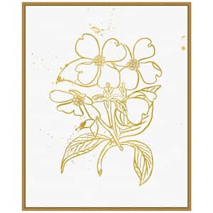 Gold Blooms III" by Wild Apple Portfolio 1 Piece Canvas Transfer Floater Frame Nature Art Print 28 in. x 23 in.