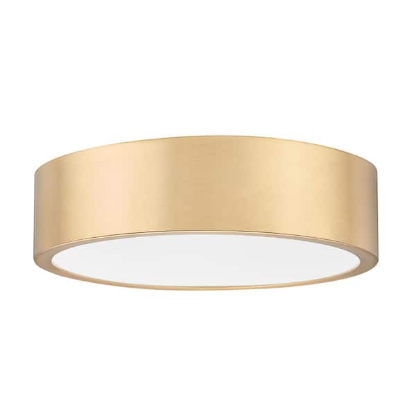 Unbranded Coronado 16 in. Modern Gold Integrated LED 1 Light Flush Mount with Frosted Plastic Shade
