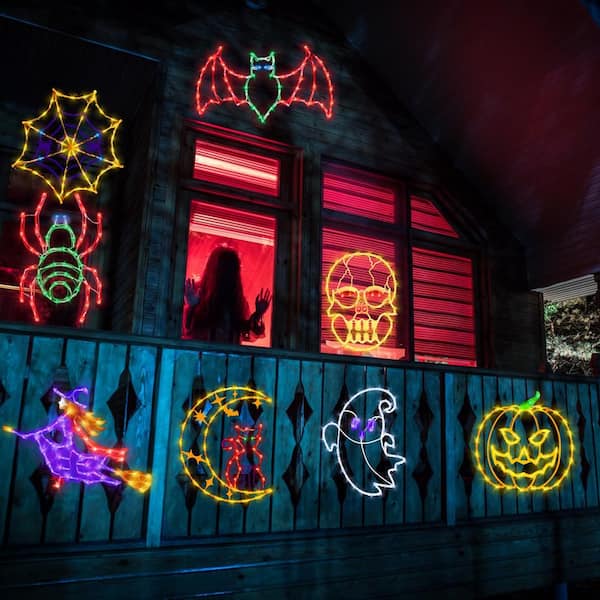 OGETFUUR 16 in. Halloween Window Silhouette Lights, 4 Pcs