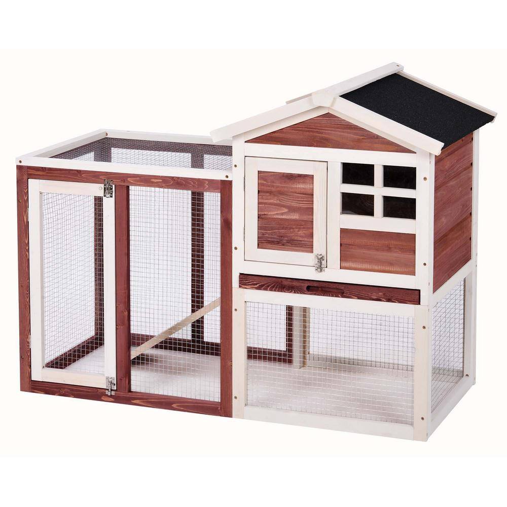 BIRASIL 48L Chicken Coop Rabbit Hutch Indoor Outdoor Bunny Cage Rabbit Hutch Wood House Pet Cage for Small Animals 