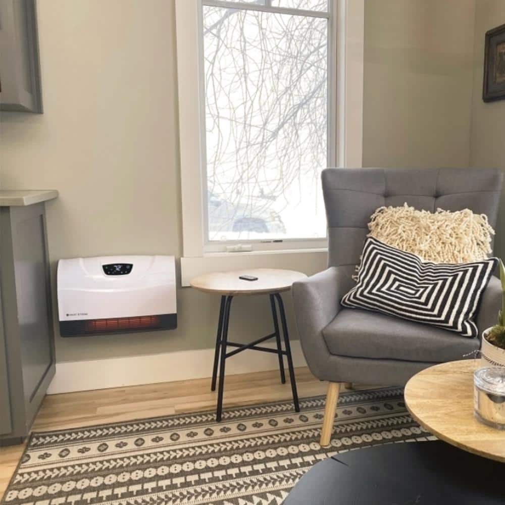 White 1500W Electric Infrared Wall-Mounted Heater with Thermostat