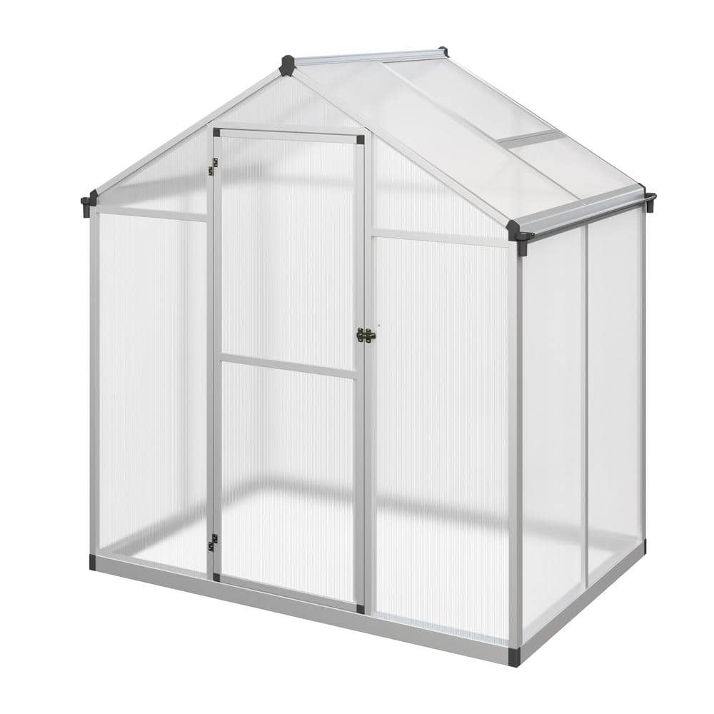 4ft x 6ft Aluminum Frame Walk-In Greenhouse with Polycarbonate Panels