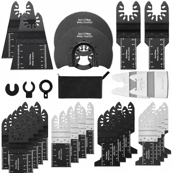 16-Piece Titanium Coated Bimetal Oscillating Tool Blade Set – Heat Resistant, Wide Multi-Tool Cutter Kit For Wood, Metal, Nails, And Flooring