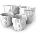 6 in., 7.5 in. and 9.3 in. Dia White Plant and Flower Pot, Stylish Indoor and Outdoor Polypropylene Planter, (5/1 Set)