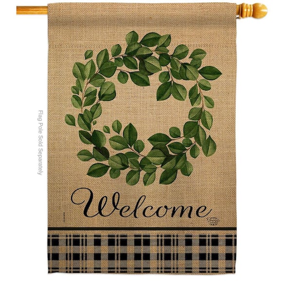 28 in. x 40 in. Eucalyptus Wreath Spring House Flag Double-Sided Decorative Vertical Flags
