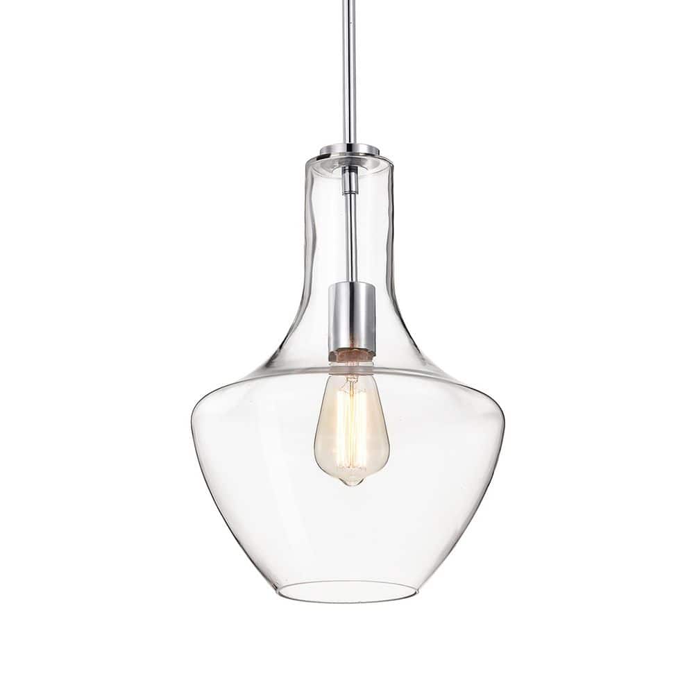 1-Light Modern Chrome 10 in. Pendant Light with Clear Glass Shade price history on PriceWatchPro