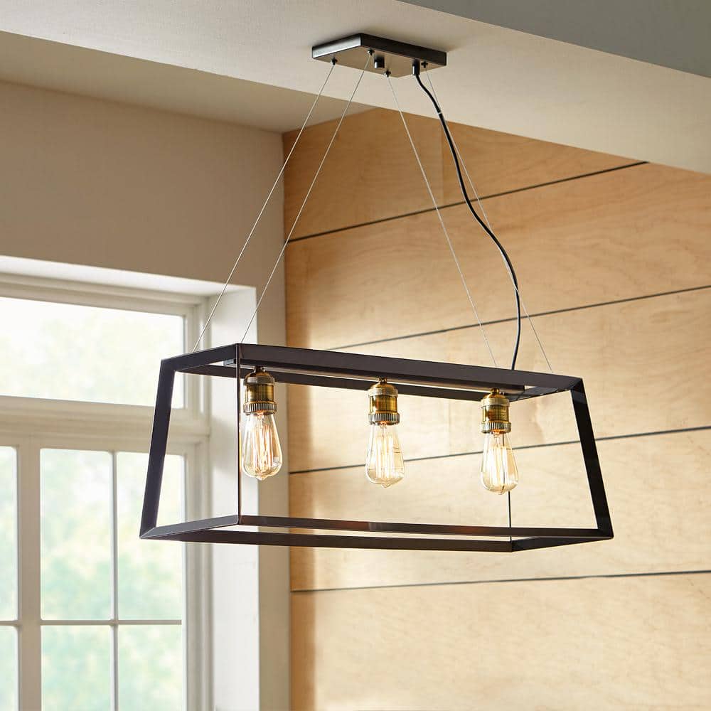 Home Decorators Collection Walden Forge 3-Light Black Frame Linear ...
