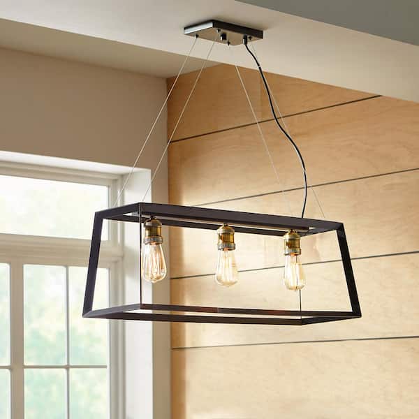 Home Decorators Collection Walden Forge 3-Light Black Frame Linear ...