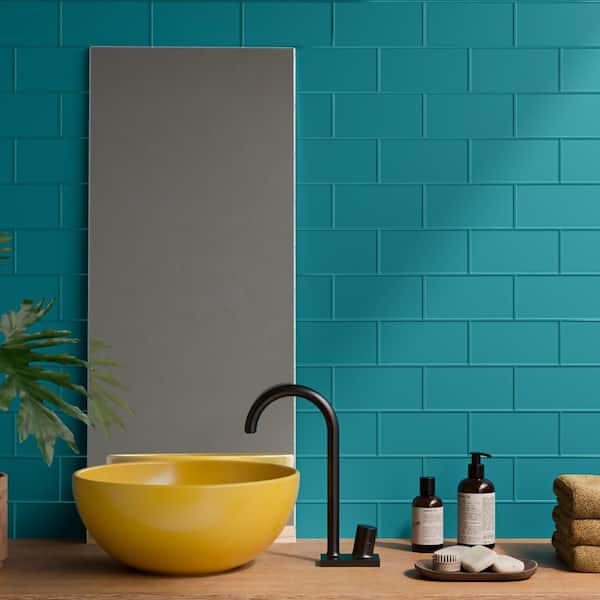 Stacy Garcia Tori Frame Teal 3.93 in. x 7.85 in. Matte Ceramic Wall Tile (6.02 sq. ft./case)