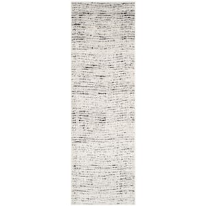 Adirondack Ivory/Silver 3 ft. x 10 ft. Striped Runner Rug