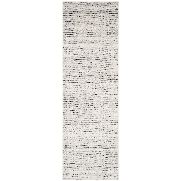 SAFAVIEH Adirondack Ivory/Silver 3 ft. x 16 ft. Striped Runner Rug