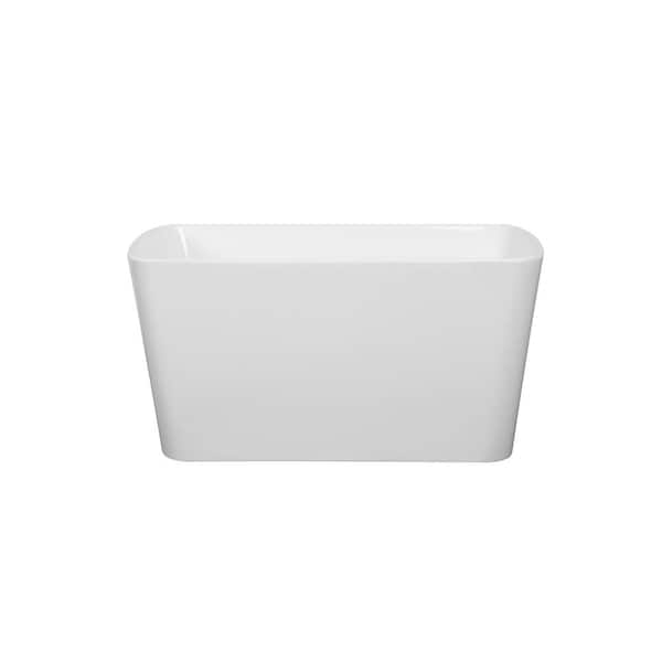 49 in. Acrylic Freestanding Soaking Bathtub in White with Chrome Overflow and Drain