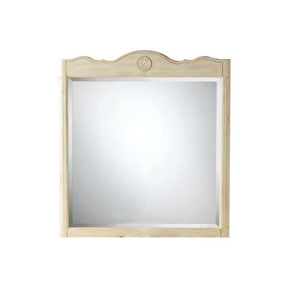 Home Decorators Collection Keys 33 in. W x 36 in. L Wall Mirror in Distressed Cream