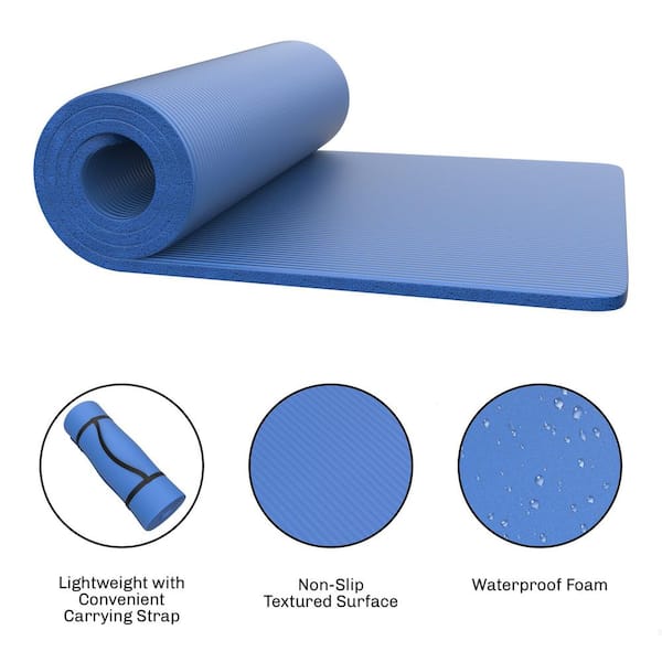 Foam Sleep Pad- 0.75 Thick Camping Mat for Cots, Tents, Sleeping Bags - Non-Slip, Lightweight, Waterproof & Carry Handle by Wakeman Outdoors (Blue)