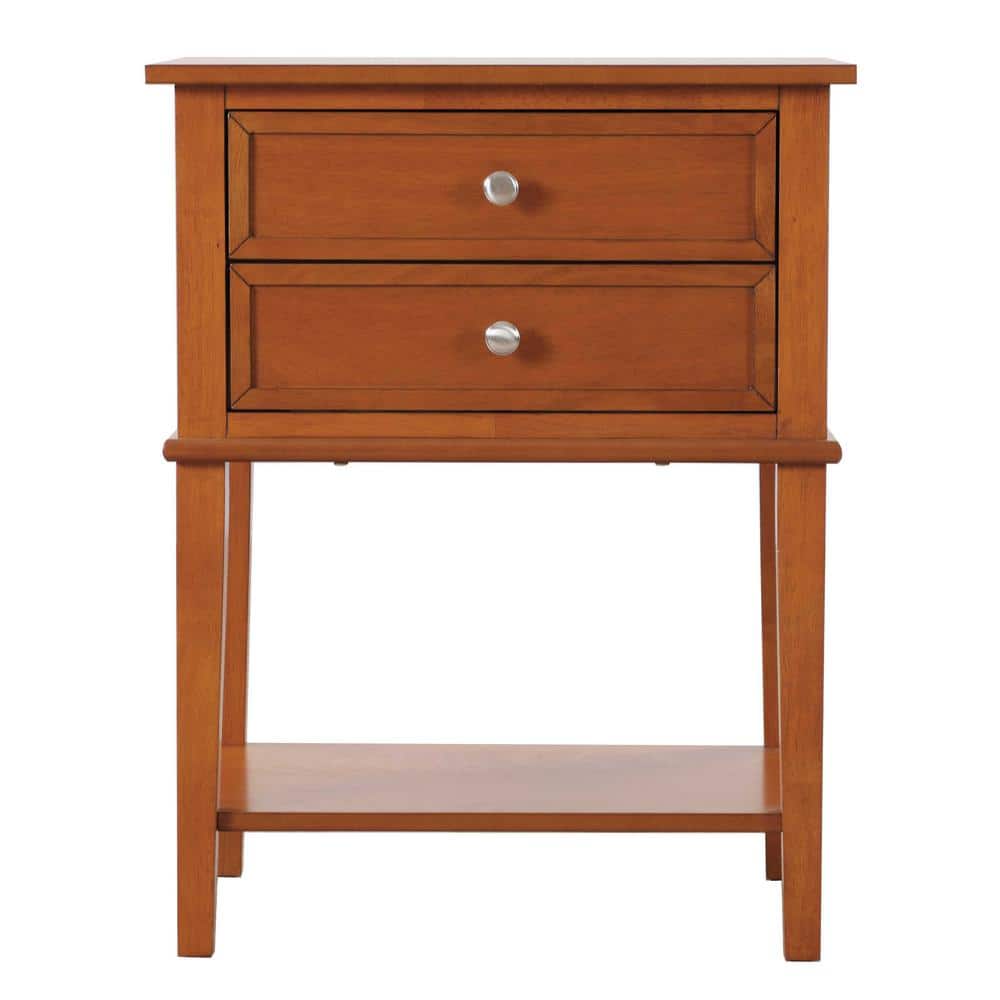 Newton Oak 2-Drawer Nightstand with Open Shelf