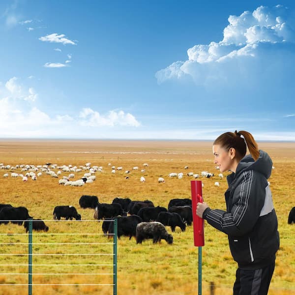 12 lbs. Red T Posts Driver with Handles, 17 in. Metal Post and Sign Post Pole Driver Tool for Fencing