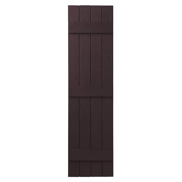 Ply Gem 15 in. x 55 in. Polypropylene 4-Board Closed Board and Batten Shutters Pair in Winestone