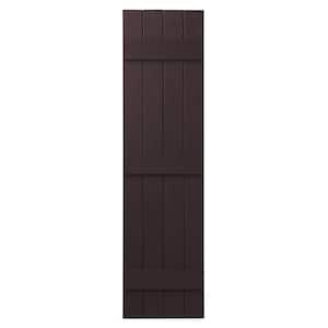 15 in. x 59 in. Polypropylene 4-Board Closed Board and Batten Shutters Pair in Winestone