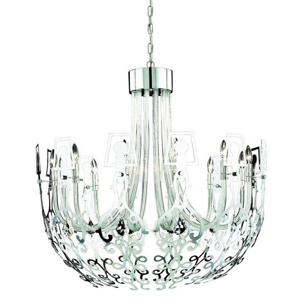 Eurofase Layla Collection 12-Light Hanging Chrome Large Pendant-DISCONTINUED