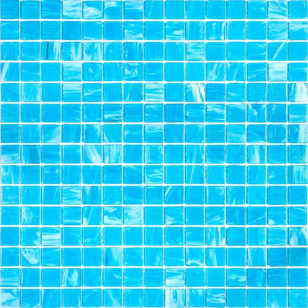 Apollo Tile Celestial 4" x 6" Glossy Arctic Blue Glass Mosaic Uniform square Wall and Floor Sample Tile 0.13 sq. ft./Piece (1-Pack)