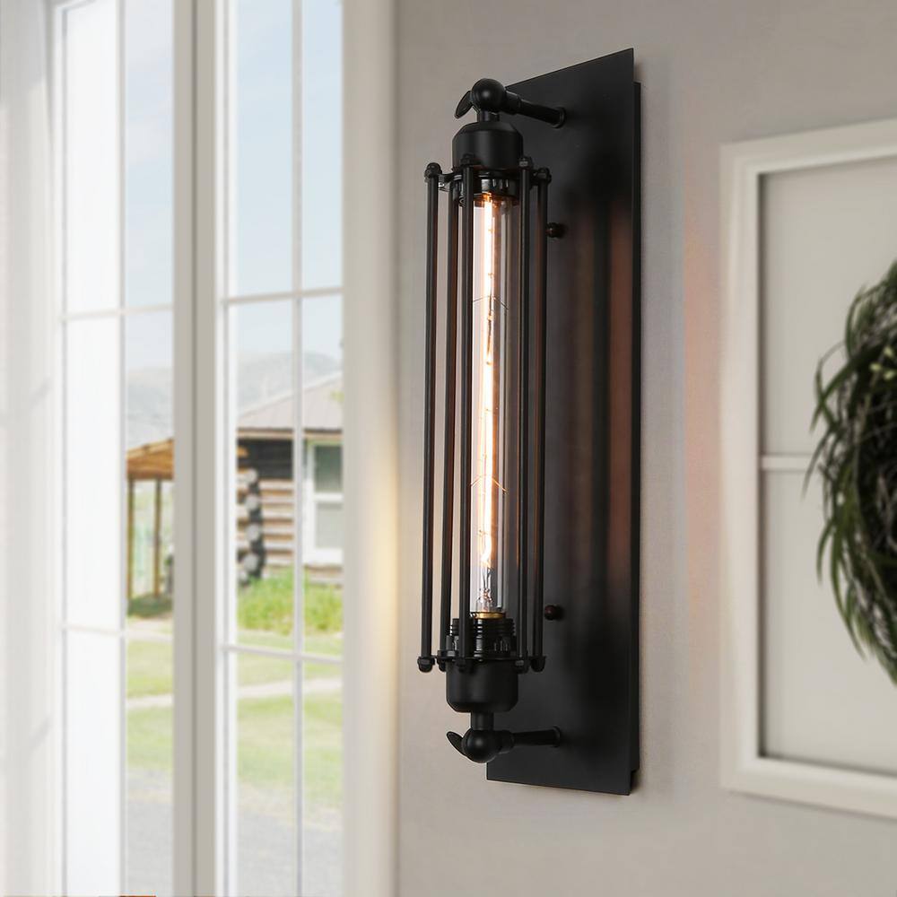 black cage wall light