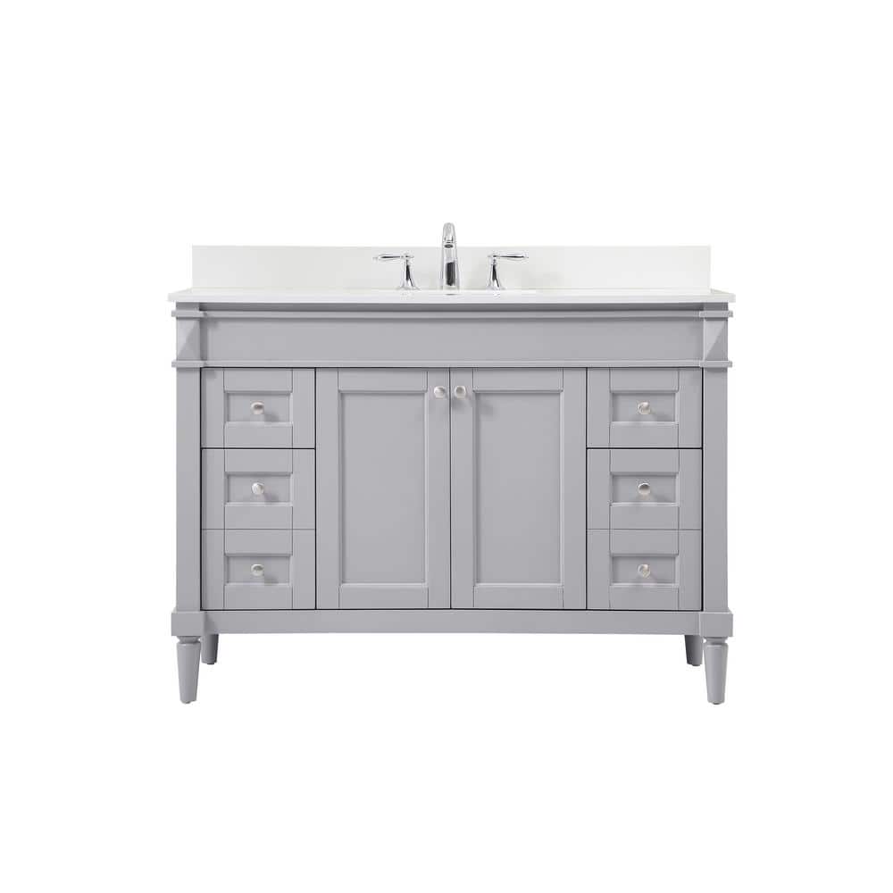 Simply Living 48 in. W x 21 in. D x 35 in. H Bath Vanity in Grey with Ivory