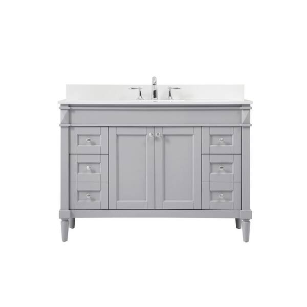 Unbranded Simply Living 48 in. W x 21 in. D x 35 in. H Bath Vanity in Grey with Ivory White Engineered Marble Top
