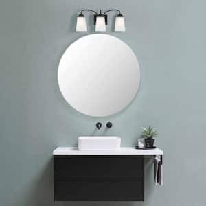 Malone 20.75 in. 3-Light Matte Black Transitional Vanity with Frosted Glass Shades