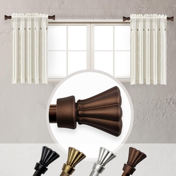 EMOH Lucas 5/8 inch Side Curtain Rod 12-20 inch long (Set of 2) - Cocoa