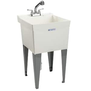 Utilatub 18 gallon 24 in. x 20 in. Freestanding Laundry/Utility Sink in White with Pullout Faucet