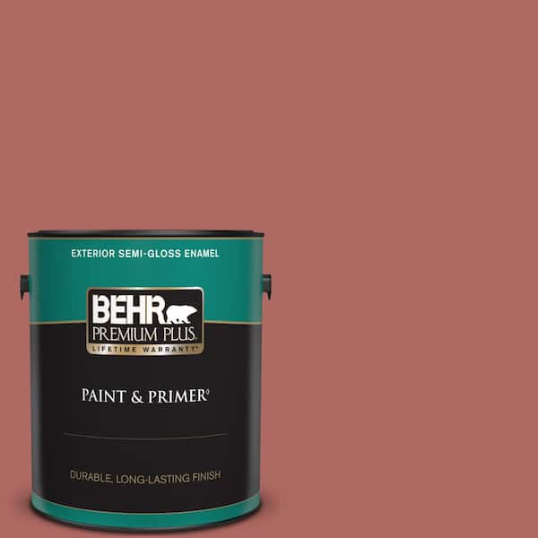 BEHR PREMIUM PLUS 1 gal. #PPU2-13 Colonial Brick Semi-Gloss Enamel Exterior Paint & Primer