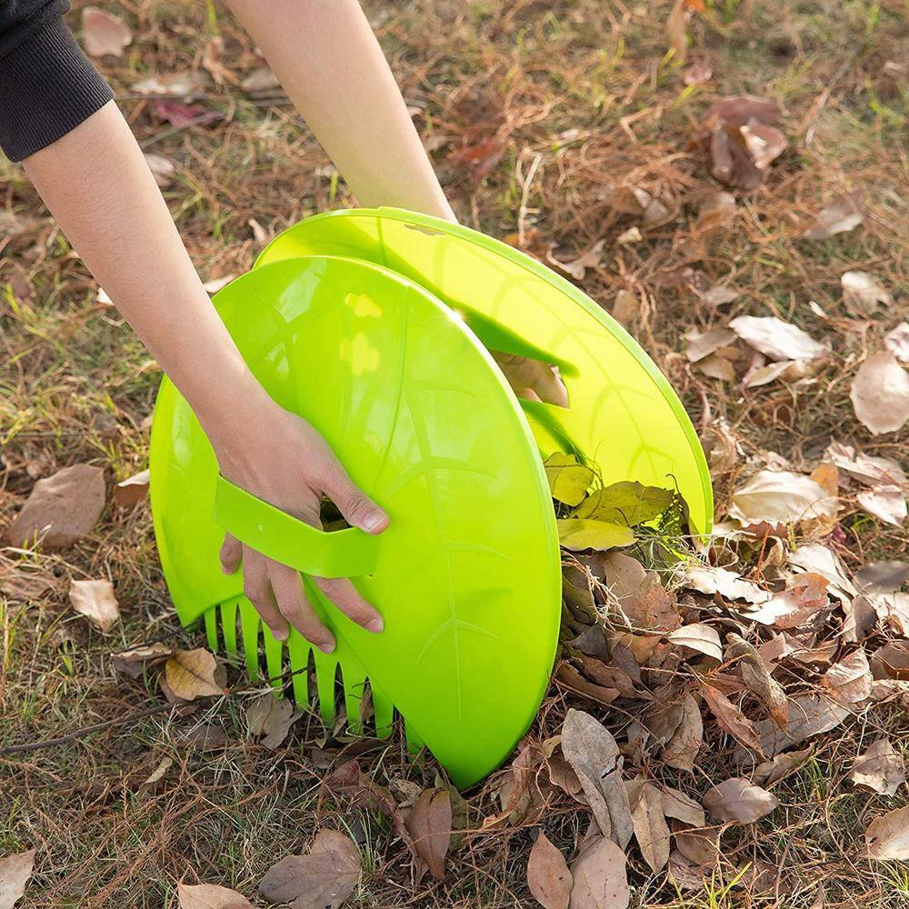 Red Plastic Leaf Scoops for Lawn and Garden Cleanup