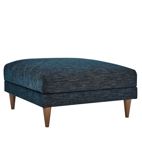 MODWAY Zoya Down Filled Overstuffed Ottoman in Navy Fabric