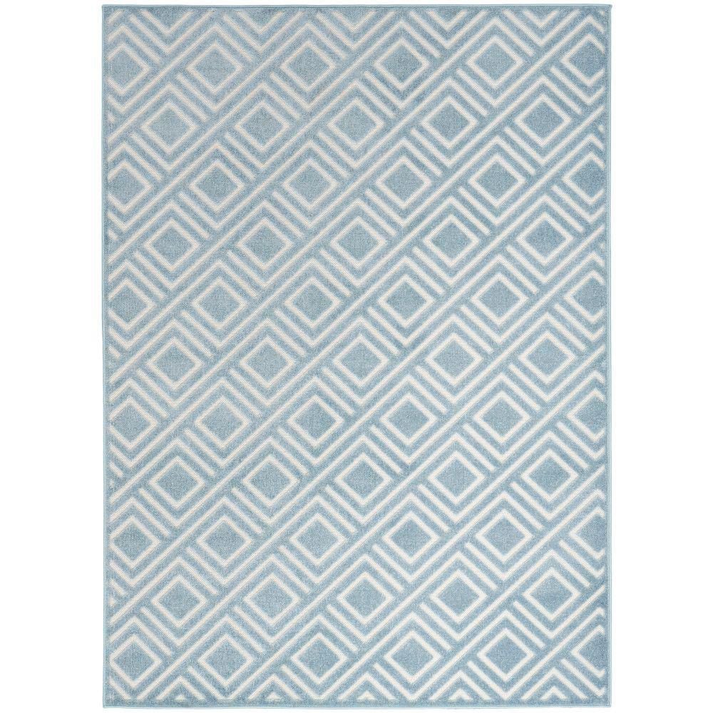 Nourison Casual Blue 4 ft. x 6 ft. Checker Contemporary Area Rug 983985 ...
