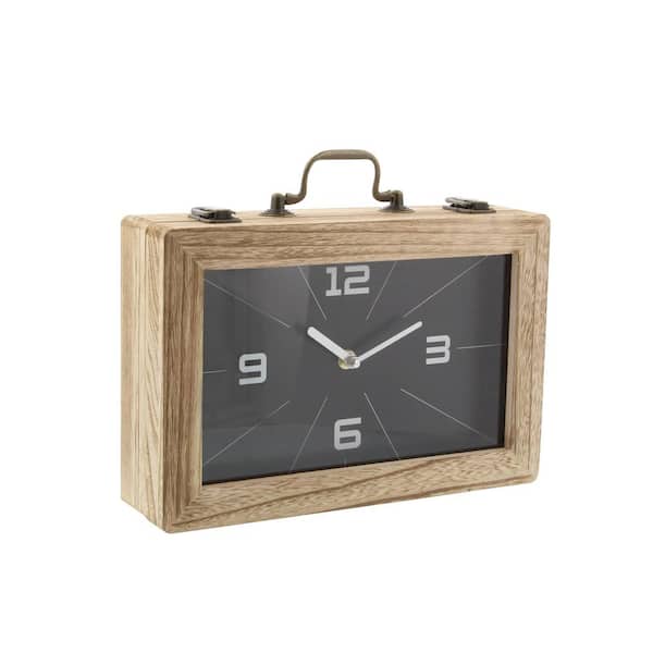 Litton Lane Black Wood Farmhouse Analog Tabletop Clock