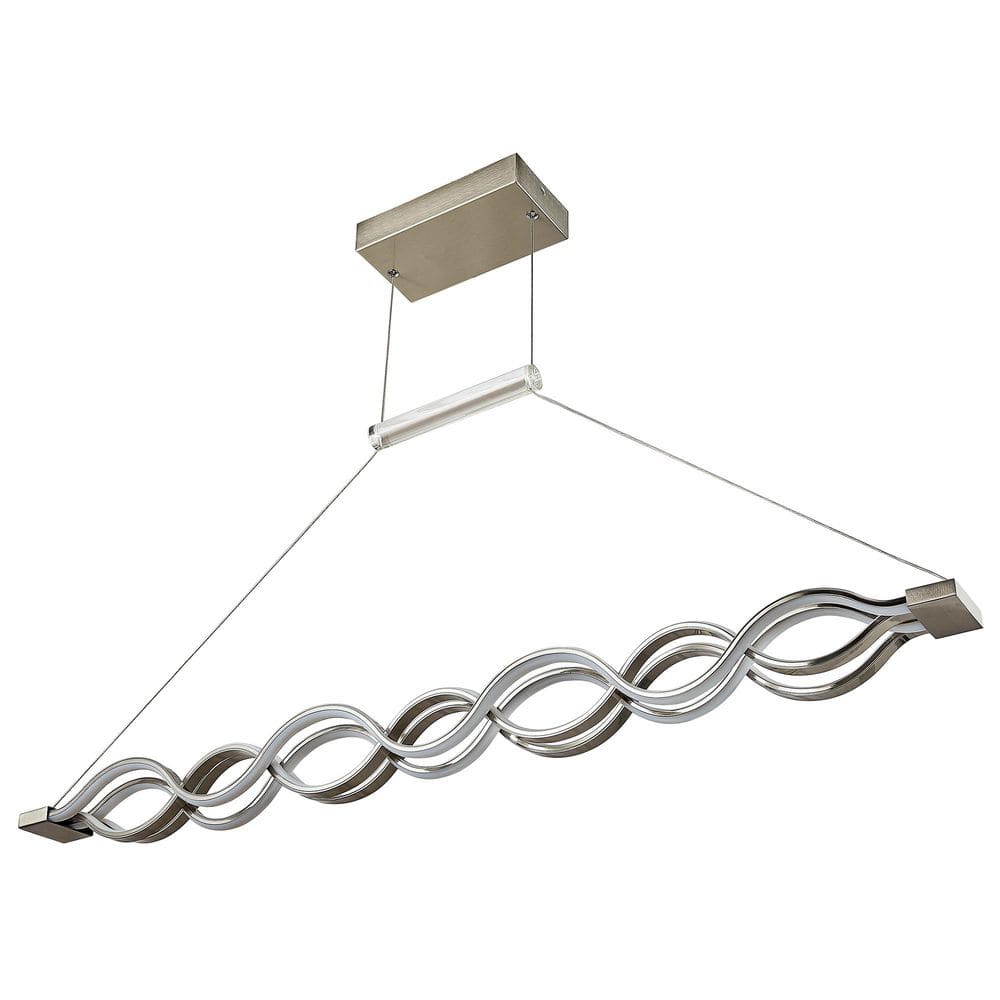 LE7721 52-Watt 4 Light Brushed Nickel Wave Design Integrated LED Pendant Li