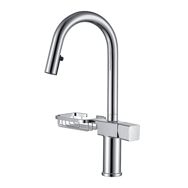Chrome Pull-Down Kitchen Faucet with Dual Spray Modes, 360° Swivel High Arc Single Hole Stainless Steel Sink Faucet