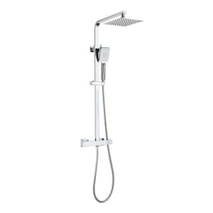 3-Spray Wall Mount Handheld Shower Head 2.73 GPM in Chrome Finish Stainless Steel Thermostatic Shower Bar System
