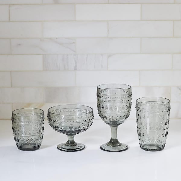 Fez 4-Piece 12 oz. Grey Old Fashion Glass Set