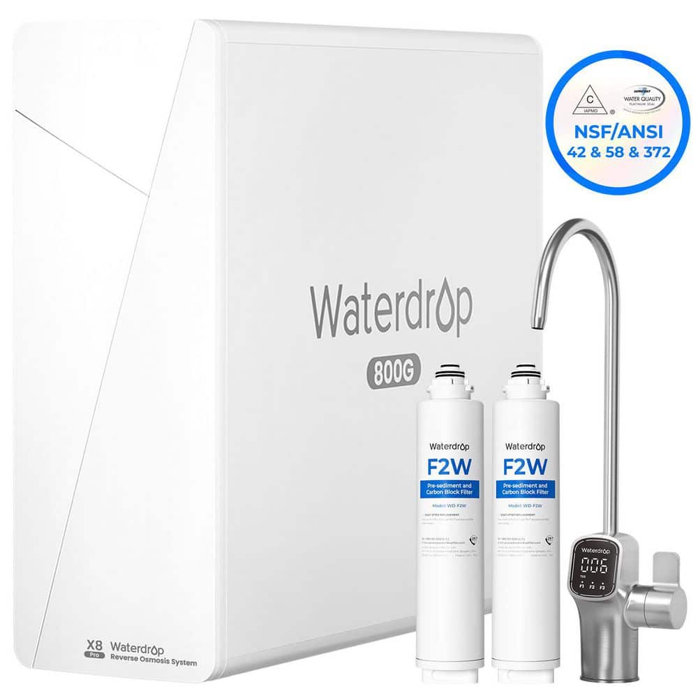 X8-PRO Reverse Osmosis Water Filter, NSF/ANSI Certified, 800 GPD Tankless RO System, 9-Stage RO Filtration, Smart Faucet